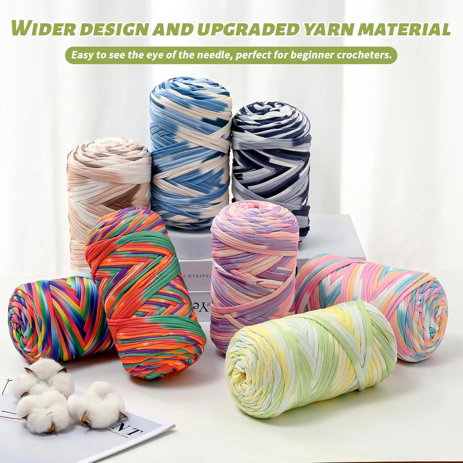 Soft Tshirt Crochet Yarn, 400g/114yds High Elastic Hand Knitting Yarn, Thick T Shirt Yarns for Crocheting Bags, Baskets, Cushions, DIY Crafts（Black）