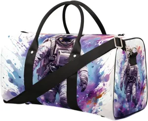 Space Astronaut Travel Duffel Bag for Women Men Waterproof Foldable Overnight Weekender Bag Large Capacity Sports Gym Bag