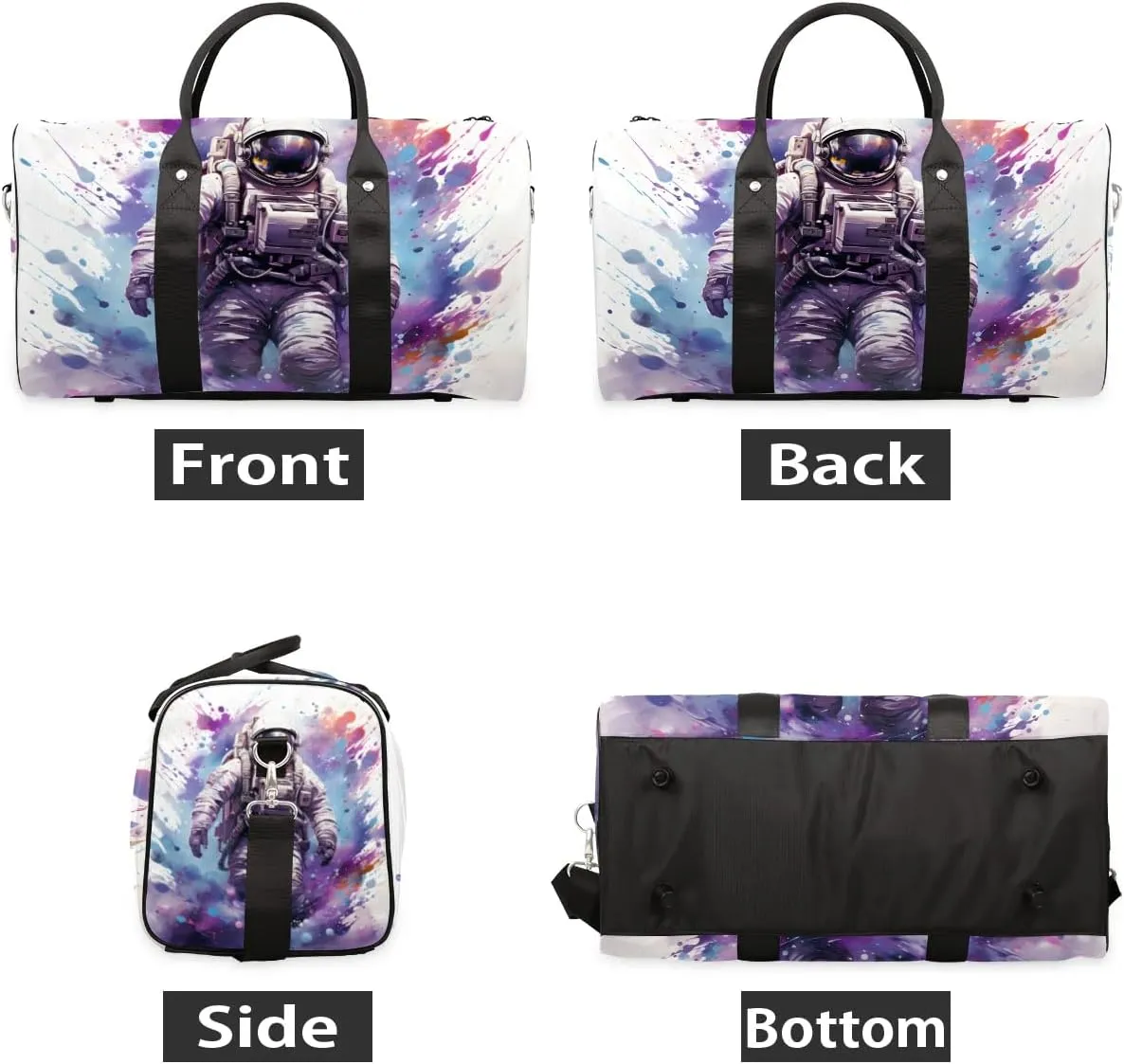 Space Astronaut Travel Duffel Bag for Women Men Waterproof Foldable Overnight Weekender Bag Large Capacity Sports Gym Bag