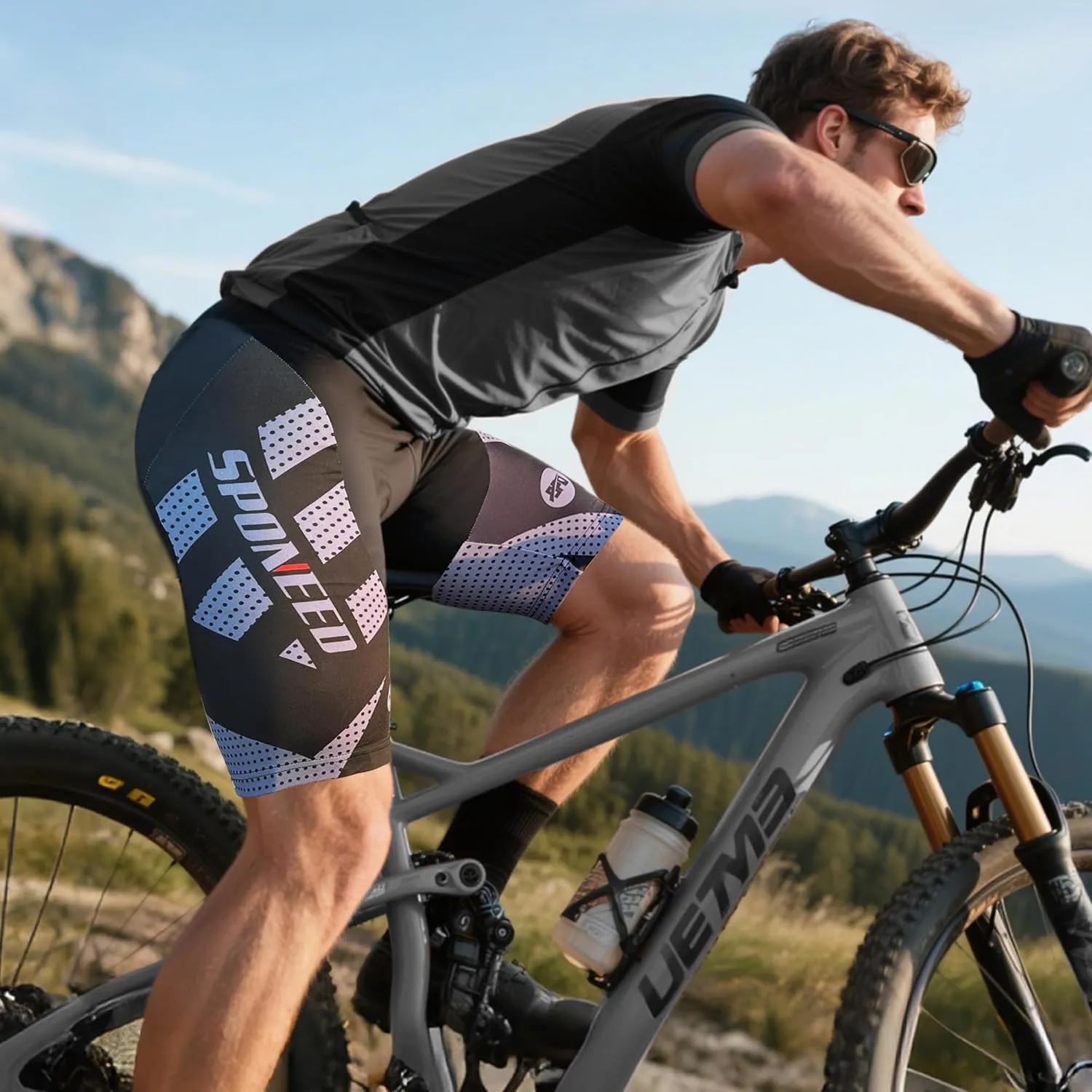 sponeed Men's Cycling Shorts Padded Bicycle Riding Pants Bike Biking Clothes Cycle Wear Tights