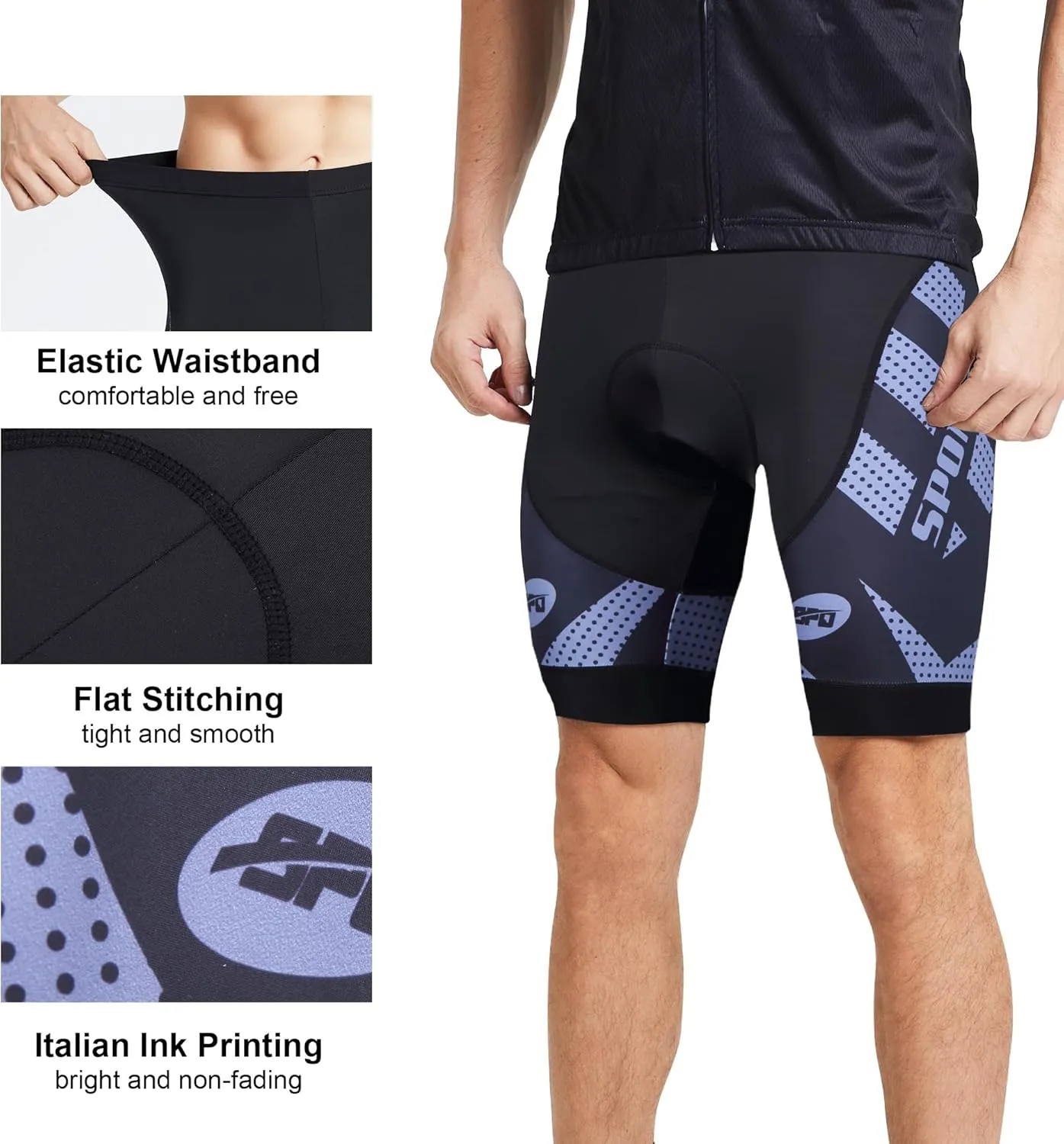sponeed Men's Cycling Shorts Padded Bicycle Riding Pants Bike Biking Clothes Cycle Wear Tights