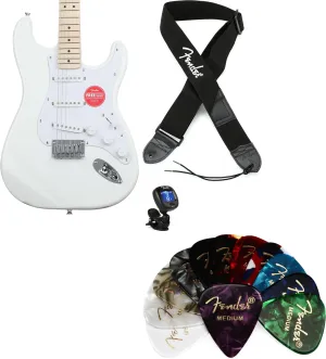 Squier Sonic Stratocaster HT Electric Guitar Essentials Bundle - White