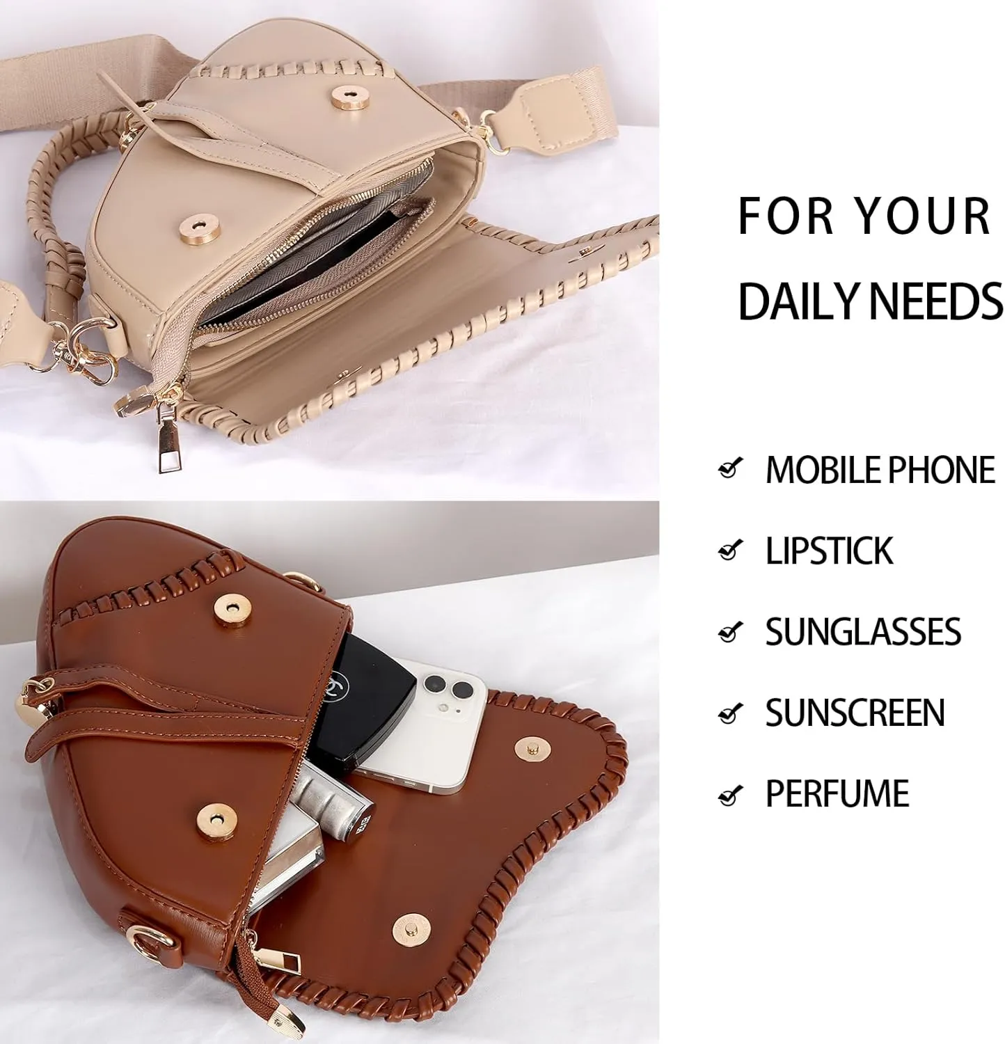 Stylish saddle bag Women's handbag Trendy shoulder bag crossbody bag