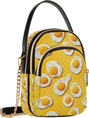 SUABO Crossbody Bag for Women, Yellow Fried Eggs Phone Purse Detachable Chain Bag Shoulder Handbag Wallet