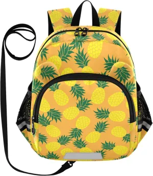 Summer Orange Preschool Backpack Color Pineapple Daycare Bookbag School Backpack with Traction Rope for Kids 3-6