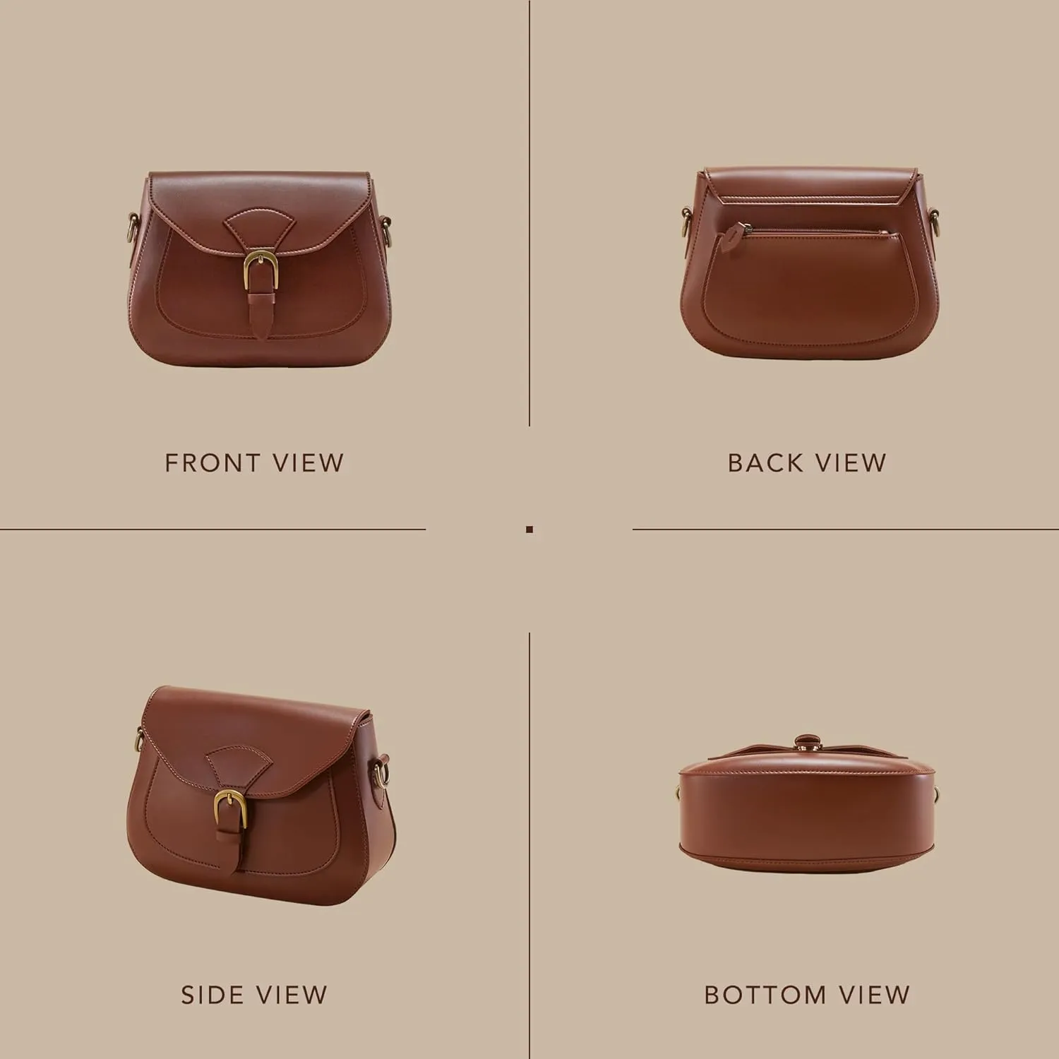 SUNLIGHT LEAVES Vintage Crossbody Saddle Bag For Women Vegan Leather Boho Retro Satchel Simple Handbag Casual Purse