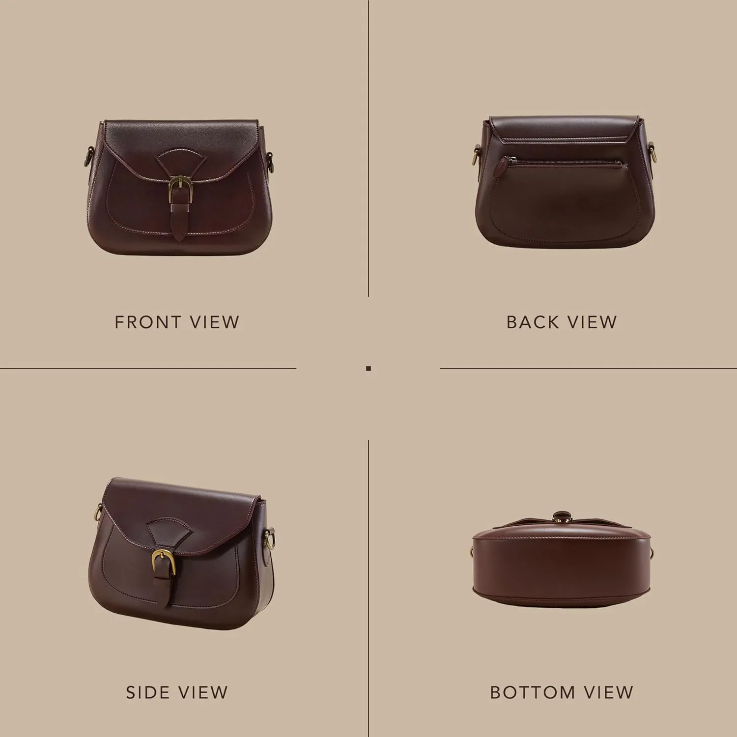 SUNLIGHT LEAVES Vintage Crossbody Saddle Bag For Women Vegan Leather Boho Retro Satchel Simple Handbag Casual Purse