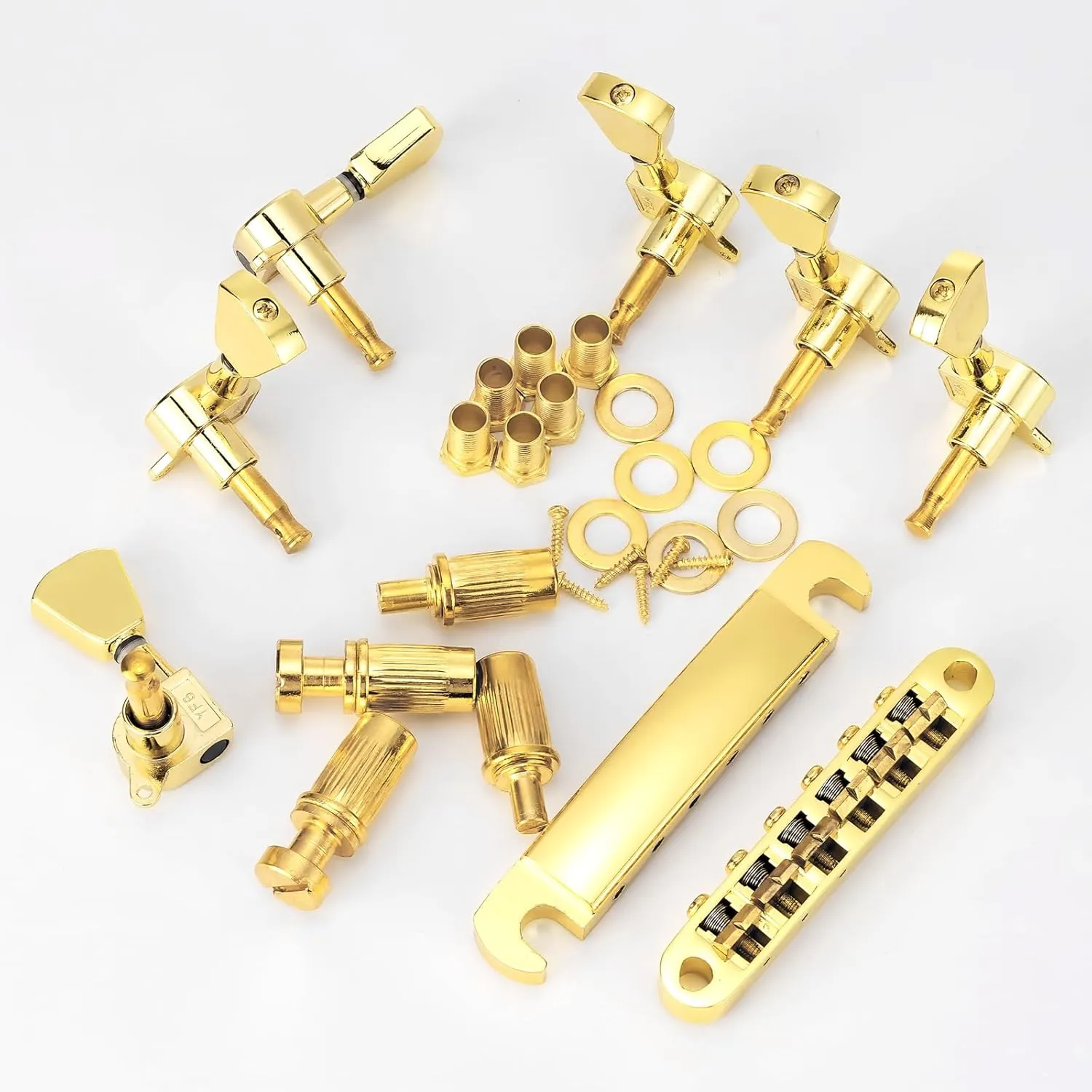 Swhmc Gold Guitar Parts Set Saddle Bridge Tune-O-Matic Tailpiece and 3L3R Sealed Gear Tuning Pegs Keys Machine Head for Les Paul Electric Guitar