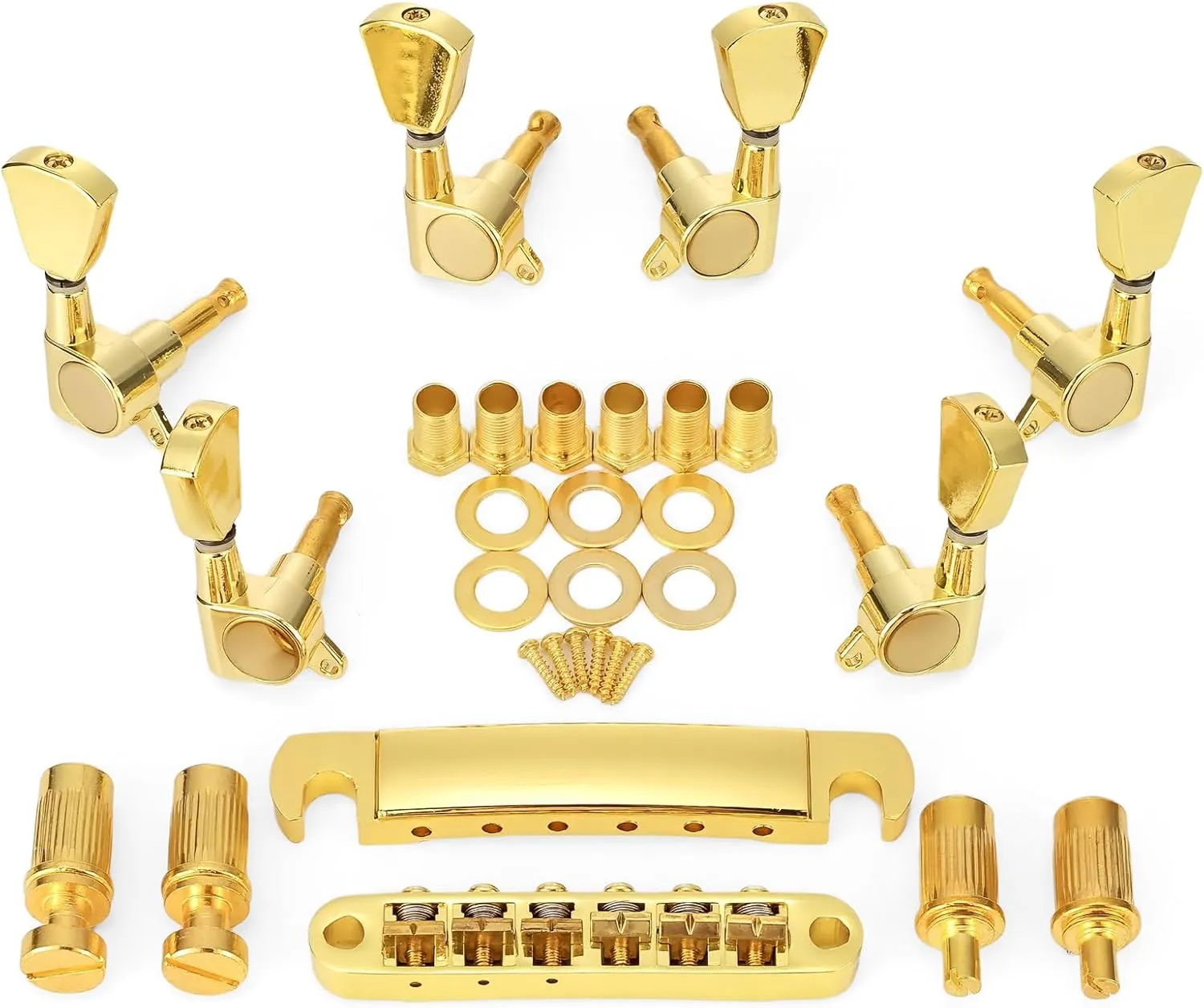 Swhmc Gold Guitar Parts Set Saddle Bridge Tune-O-Matic Tailpiece and 3L3R Sealed Gear Tuning Pegs Keys Machine Head for Les Paul Electric Guitar
