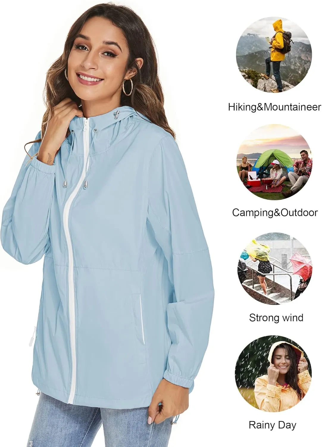 TCOT Womens Rain Jackets Waterproof Windbreaker Jackets lightweight Portable Rain Coat