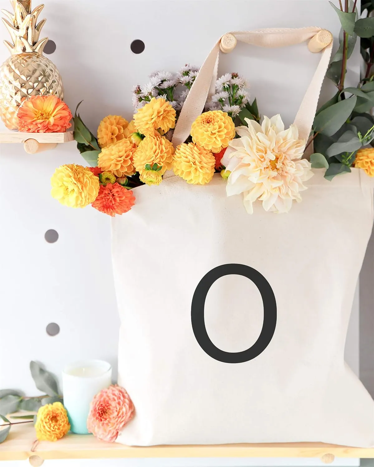The Cotton & Canvas Co. Personalized Modern Monogram Floral Initial Tote