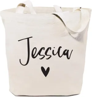 The Cotton & Canvas Co. Personalized Name Beach, Shopping and Travel Resusable Shoulder Tote and Handbag
