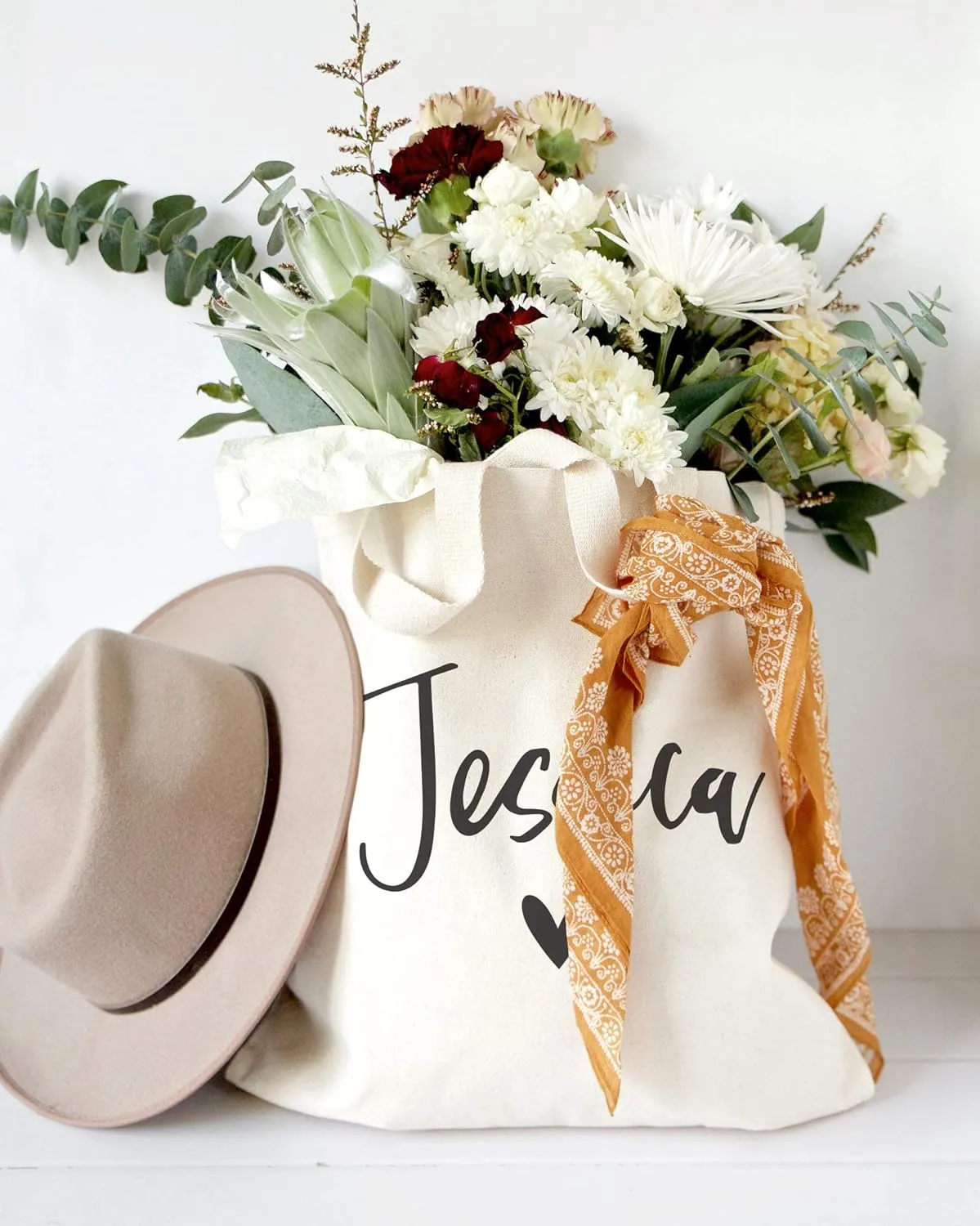 The Cotton & Canvas Co. Personalized Name Beach, Shopping and Travel Resusable Shoulder Tote and Handbag
