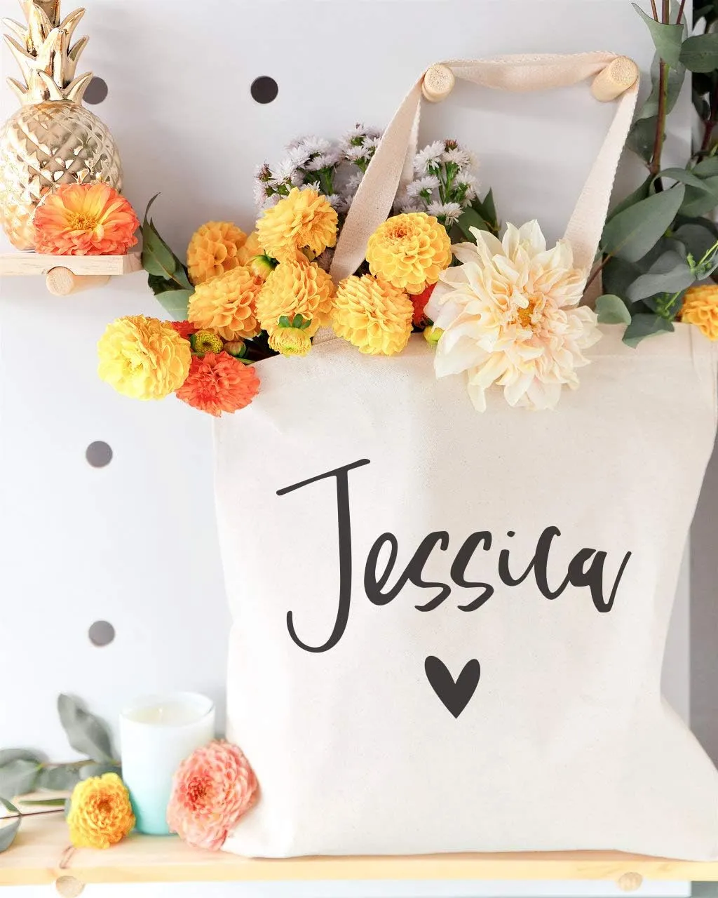 The Cotton & Canvas Co. Personalized Name Beach, Shopping and Travel Resusable Shoulder Tote and Handbag