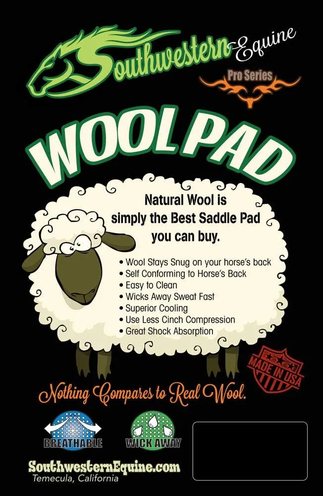 The Montana 100% Extra Fine Wool Saddle Pad by Southwestern 3/4" or 1" Thick and Designer Wear Leather