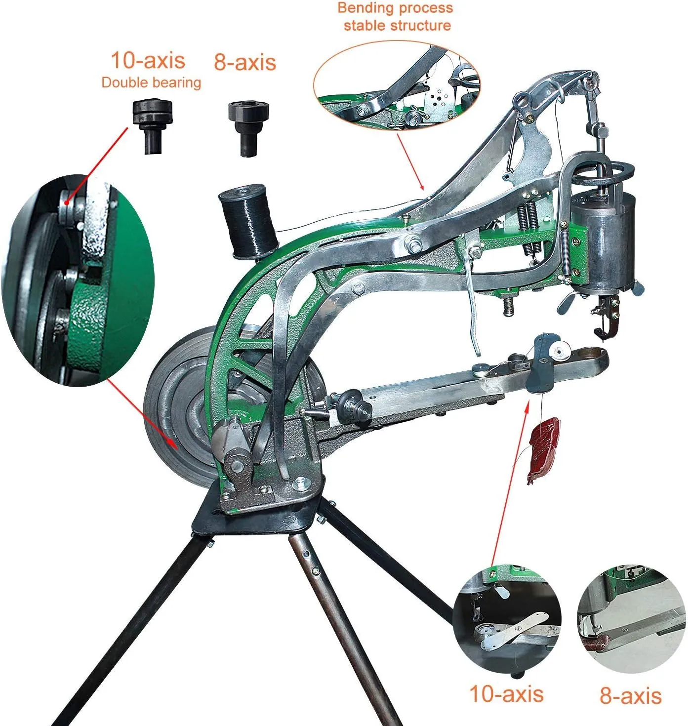 The New Cobbler Machine 10 -Bearings,Shoe Repair Hand Leather Sewing Machine, Shoe Cobbler Machine with Nylon Line, Manual Mending for Leather/Shoes/Bags/Clothes/Quilts/Coats/Trousers…