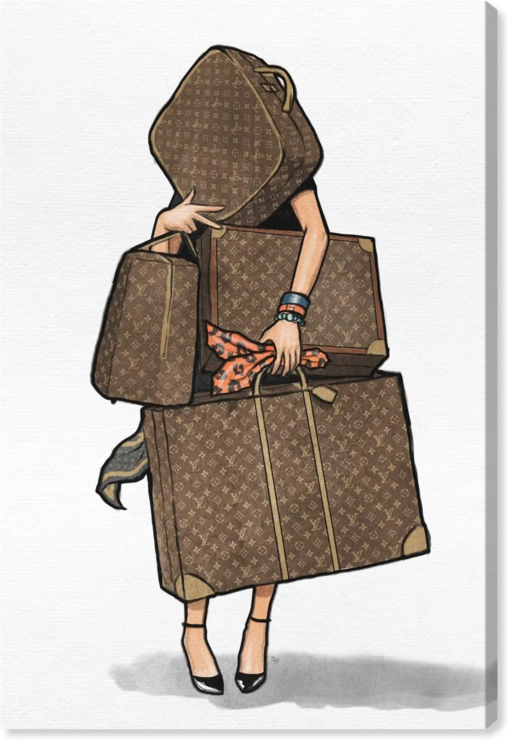The Oliver Gal Artist Co. Fashion and Glam Wall Art Canvas Prints, Bags-Orange' Home Décor, 20" x 30", Brown, 17514_20x30_CANV_XHD