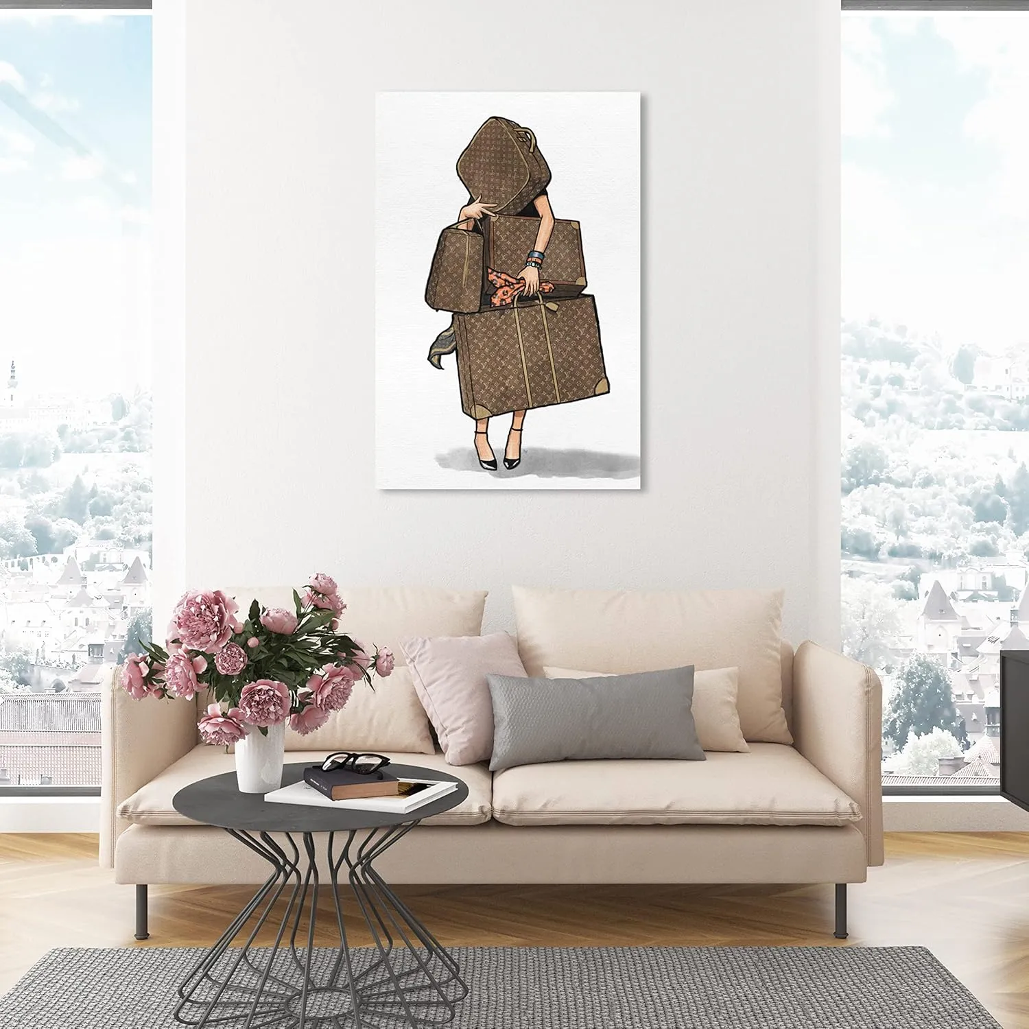 The Oliver Gal Artist Co. Fashion and Glam Wall Art Canvas Prints, Bags-Orange' Travel Essentials Home Décor, 30 in x 45 in, Brown, White