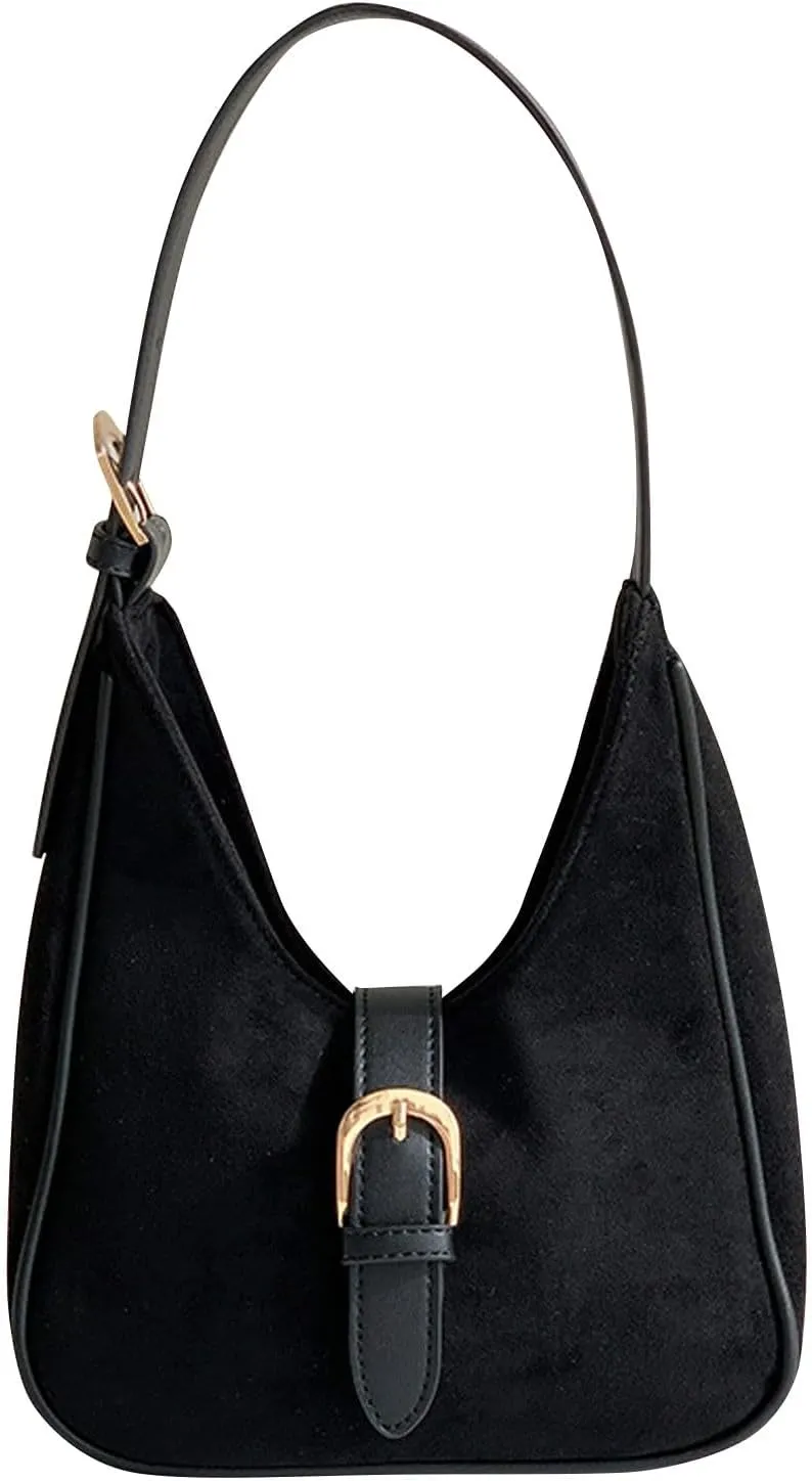 The Tote Bag Dupes,Side Bags for Women,Suede Shoulder Bags for Women Retro Fall Clutch Saddle Bag Small Tote Bag Satchels Work Purses Slouchy Crescent Handbag