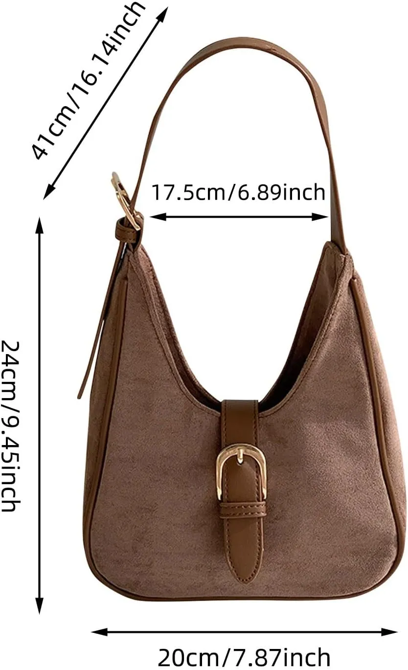 The Tote Bag Dupes,Side Bags for Women,Suede Shoulder Bags for Women Retro Fall Clutch Saddle Bag Small Tote Bag Satchels Work Purses Slouchy Crescent Handbag