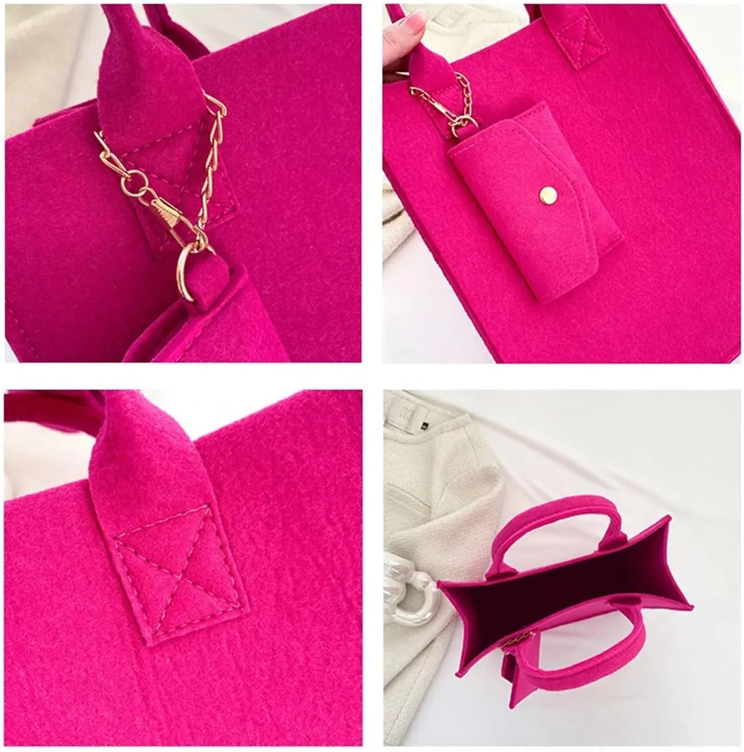 Thickened Felt Tote Student Handbag Large Capacity Reusable Shopping Handheld Bag Messenger Bag