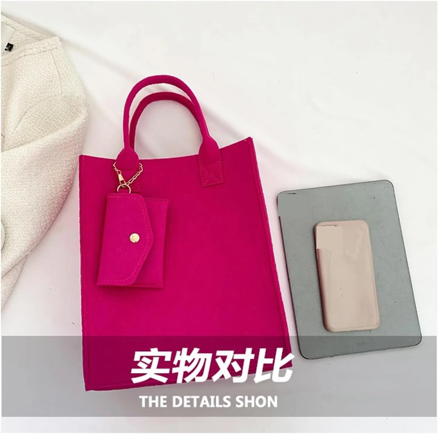 Thickened Felt Tote Student Handbag Large Capacity Reusable Shopping Handheld Bag Messenger Bag
