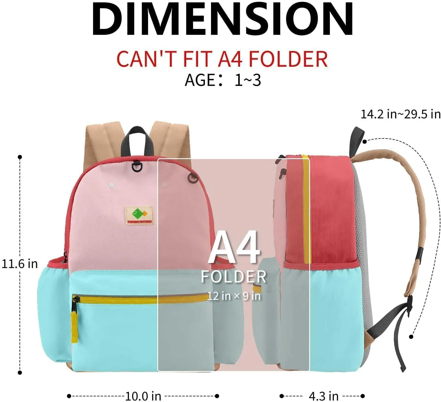 Toddler Backpack for Boys Girls 1-3, School Kids Backpacks Bookbag, Kindergarten Preschool Backpack for boys girls 11.6" H Not Fit Folder