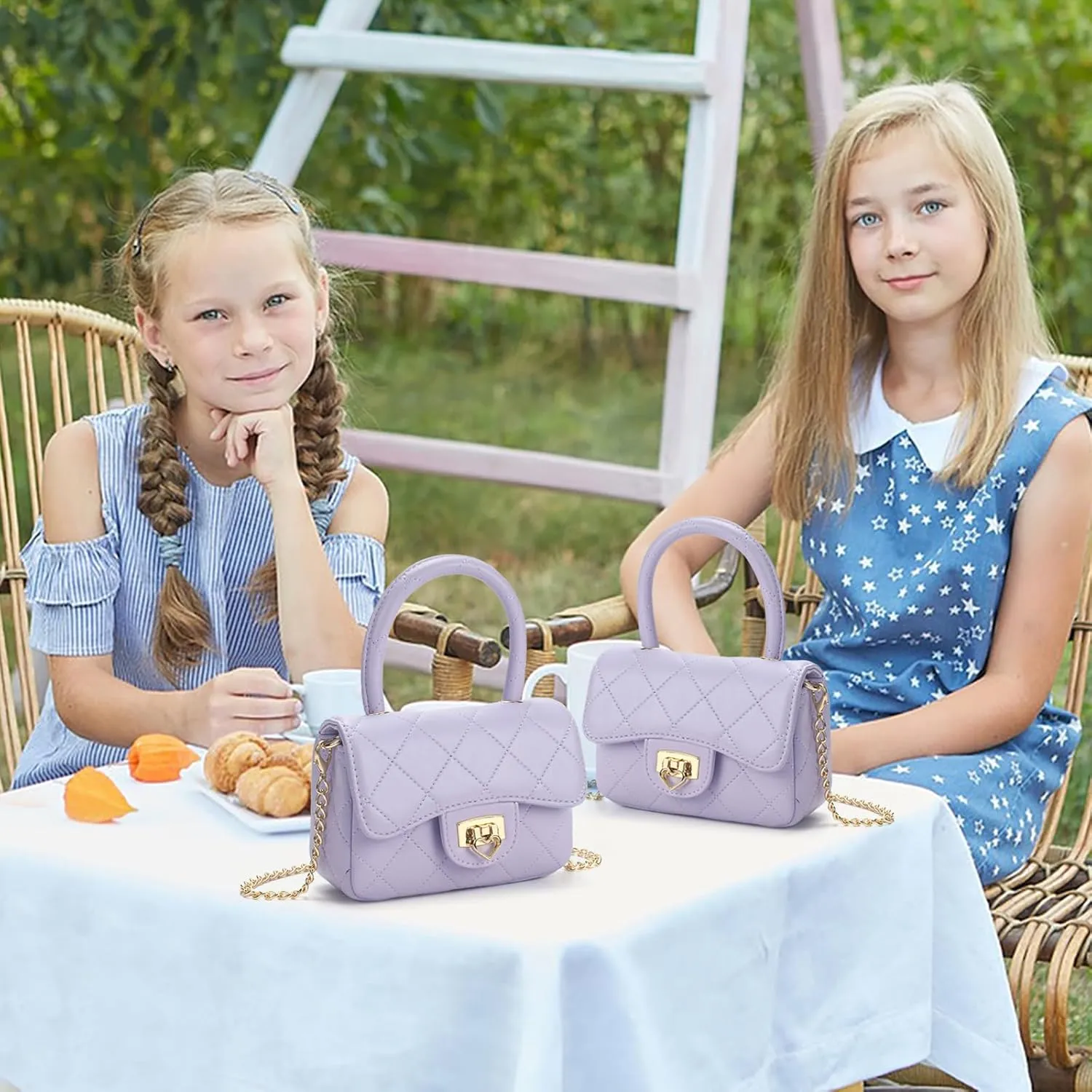 Toddler Purse for Girls Aged 2-12 - Purple Kids Crossbody Bag with Heart Lock - Girls Fashion Handbags Birthday Gifts for Kids