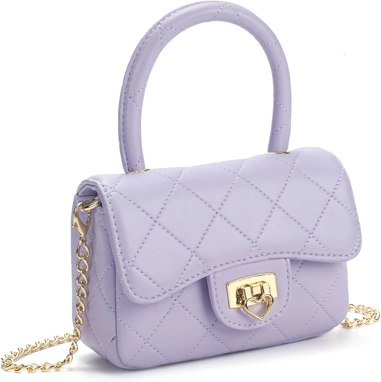 Toddler Purse for Girls Aged 2-12 - Purple Kids Crossbody Bag with Heart Lock - Girls Fashion Handbags Birthday Gifts for Kids