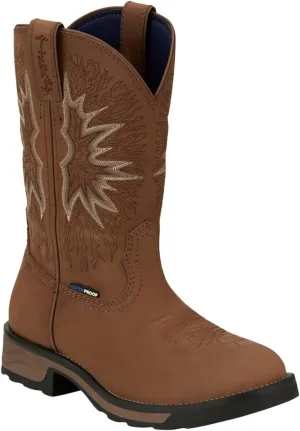 Tony Lama Men's Boom Saddle Cowhide Pull-On Soft Western Work Boot Round Toe Tan 10 D
