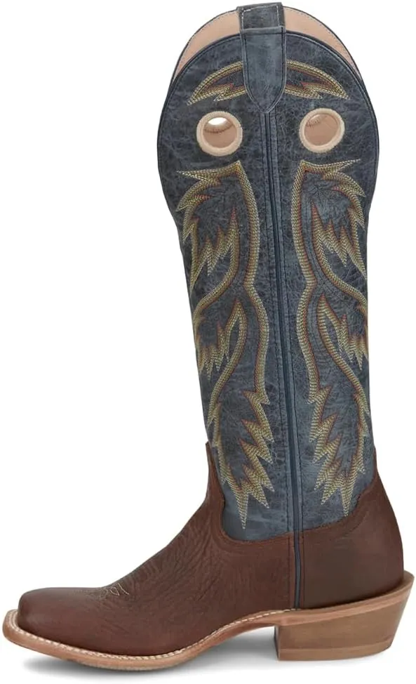 Tony Lama Mens Merrit 17 Inch Buckaroo Embroidered Square Toe Pull On Casual Boots Mid Calf - Blue, Brown