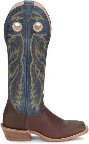Tony Lama Mens Merrit 17 Inch Buckaroo Embroidered Square Toe Pull On Casual Boots Mid Calf - Blue, Brown