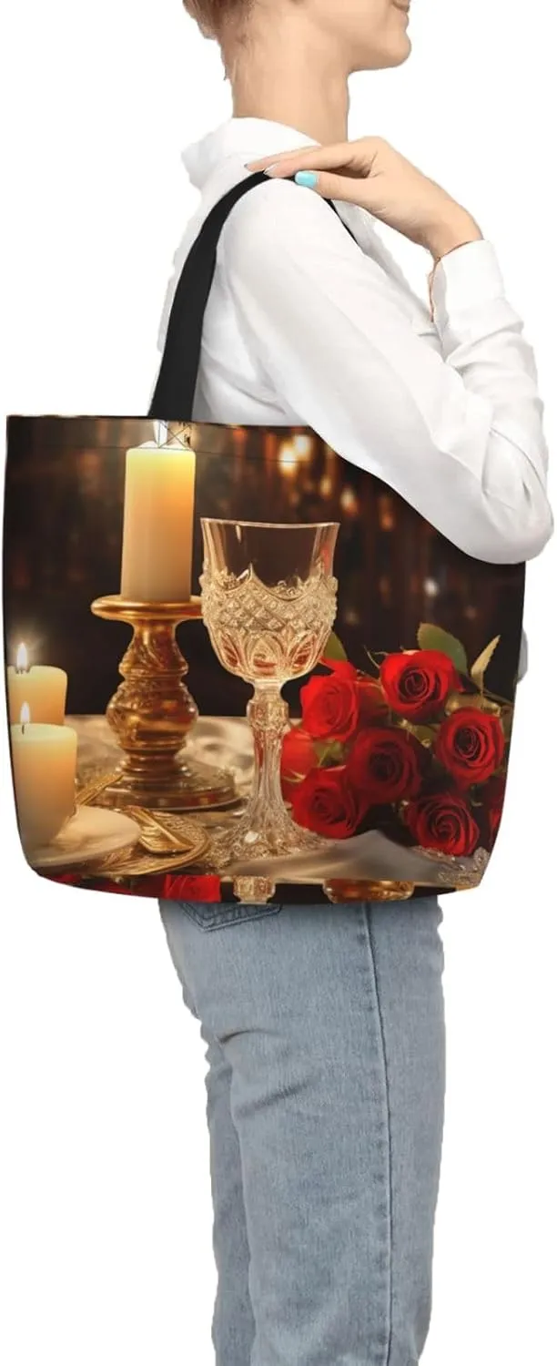 Tote Bag for Women Candy House Shoulder Bag with Zipper Handbag Large Capacity Reusable Grocery Bag