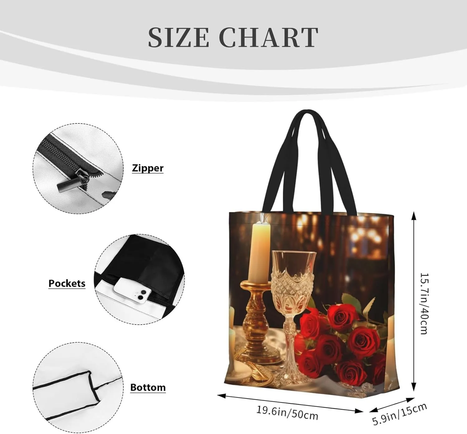 Tote Bag for Women Candy House Shoulder Bag with Zipper Handbag Large Capacity Reusable Grocery Bag
