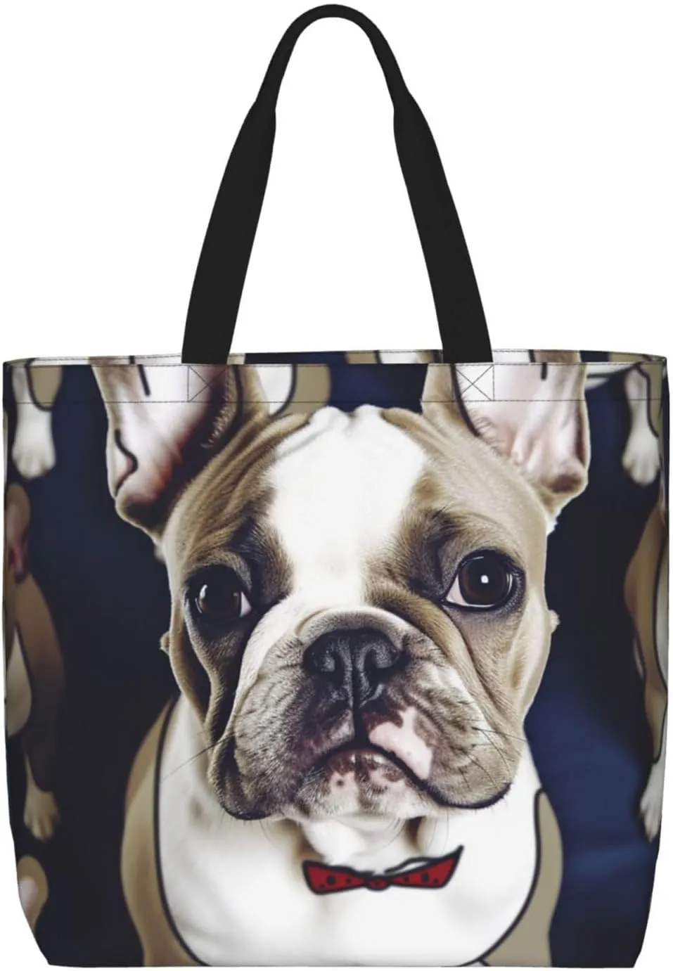 Tote Bag for Women Cute french bulldog Shoulder Bag with Zipper Handbag Large Capacity Reusable Grocery Bag