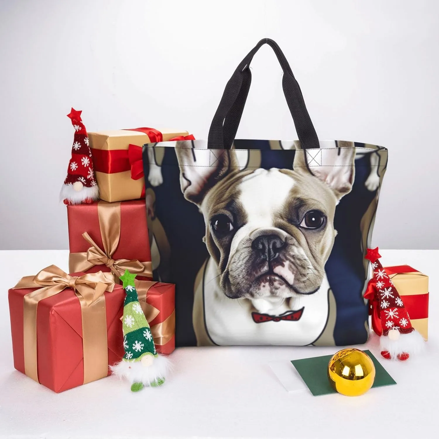 Tote Bag for Women Cute french bulldog Shoulder Bag with Zipper Handbag Large Capacity Reusable Grocery Bag