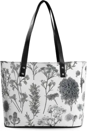 Tote Bag for Women Flowering Herbs Handbags Aesthetic Tote Fashion Shoulder Bags for Beach Work Travel