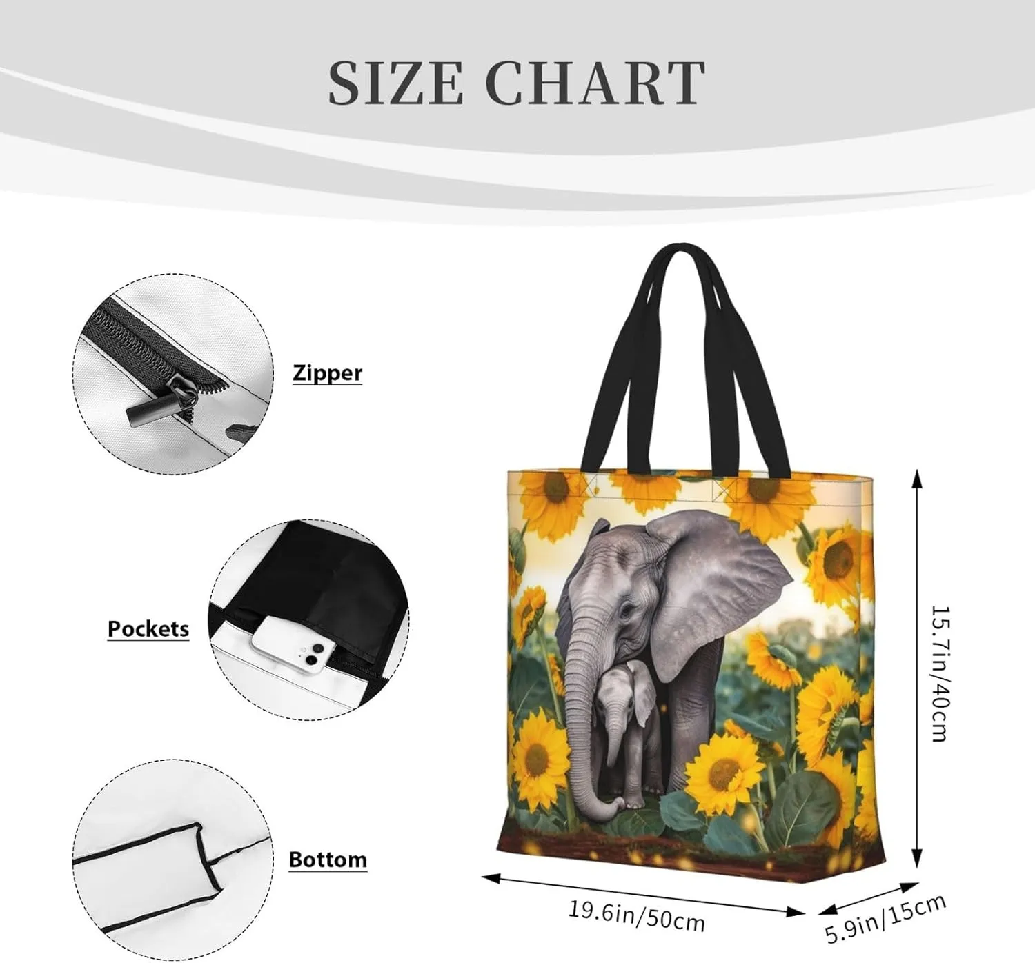 Tote Bag for Women Four chicken Shoulder Bag with Zipper Handbag Large Capacity Reusable Grocery Bag
