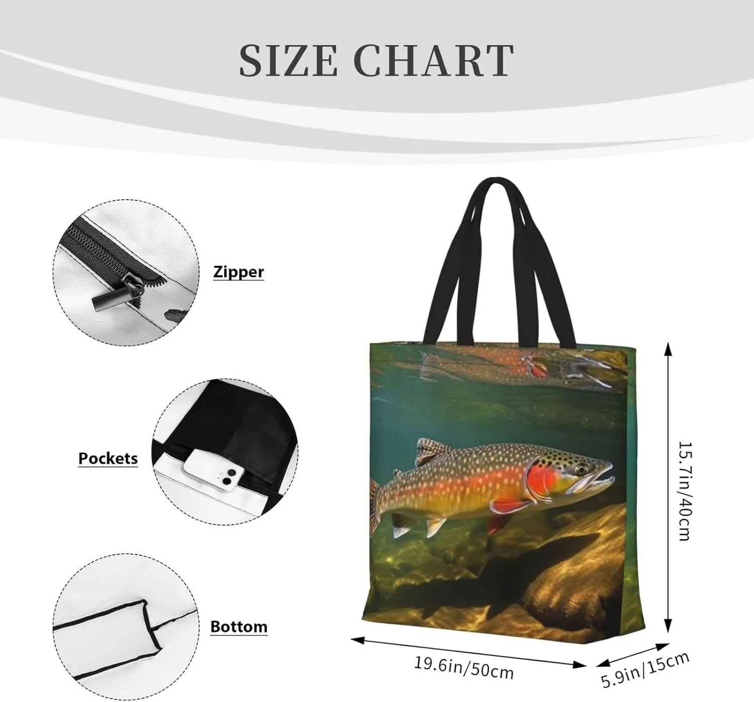 Tote Bag for Women Fun Pug Dog Shoulder Bag with Zipper Handbag Large Capacity Reusable Grocery Bag