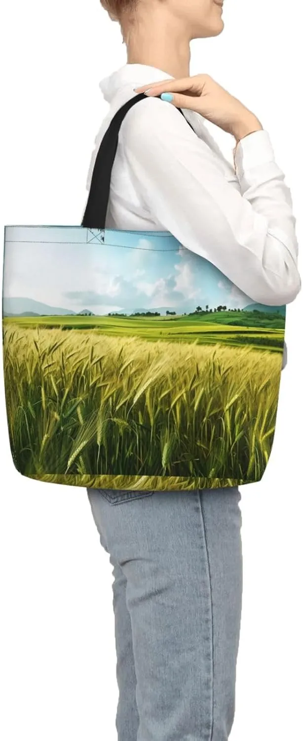 Tote Bag for Women Mountains meet the Sea Shoulder Bag with Zipper Handbag Large Capacity Reusable Grocery Bag