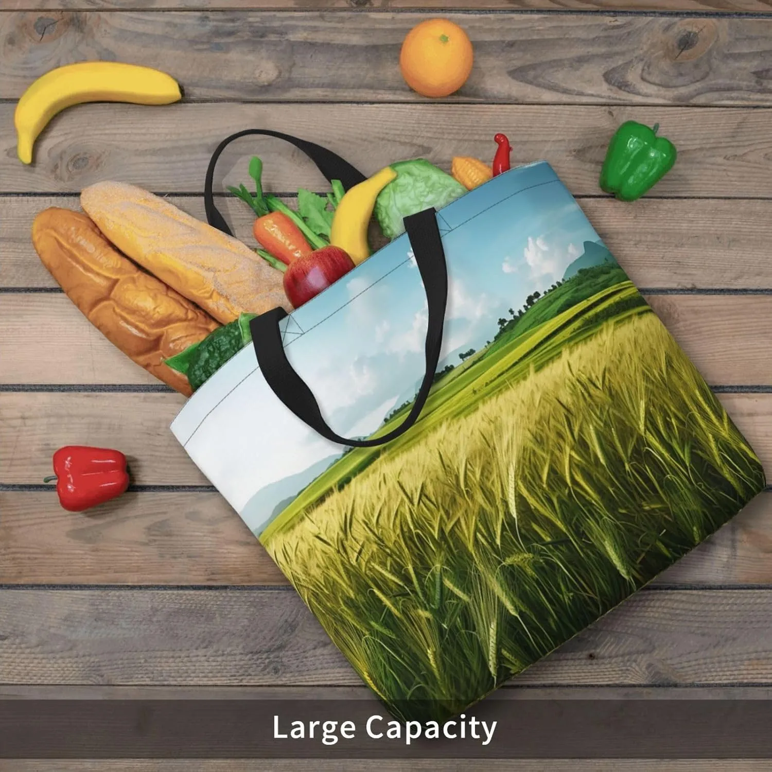 Tote Bag for Women Mountains meet the Sea Shoulder Bag with Zipper Handbag Large Capacity Reusable Grocery Bag
