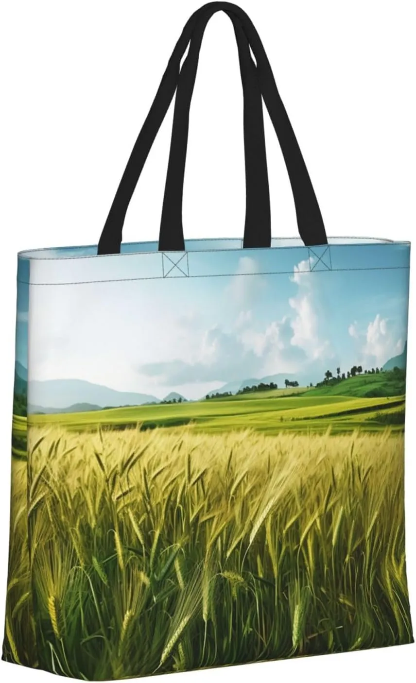 Tote Bag for Women Mountains meet the Sea Shoulder Bag with Zipper Handbag Large Capacity Reusable Grocery Bag