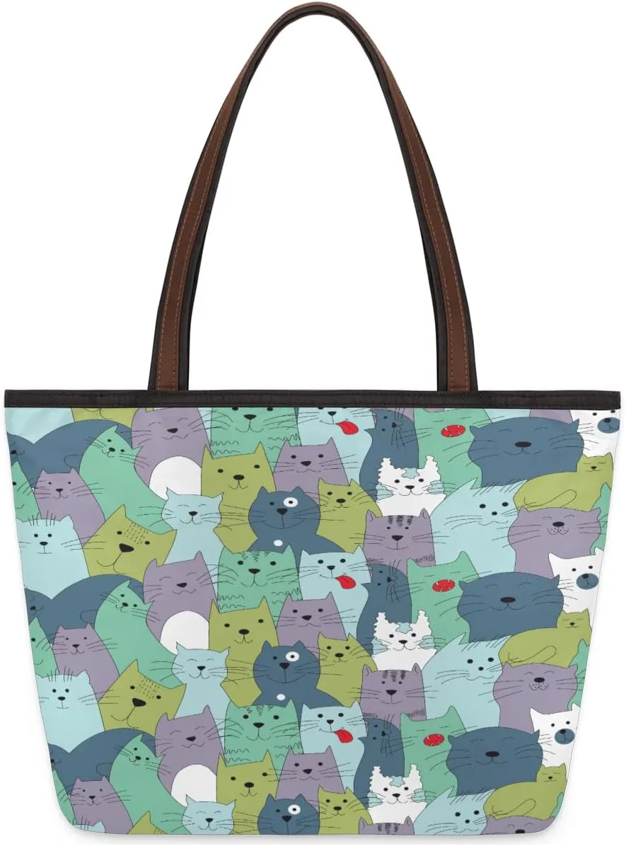 Tote Bag for Women with Zipper Large Capacity Top Handle Casual Shoulder Bag Handbag Reusable Shopping
