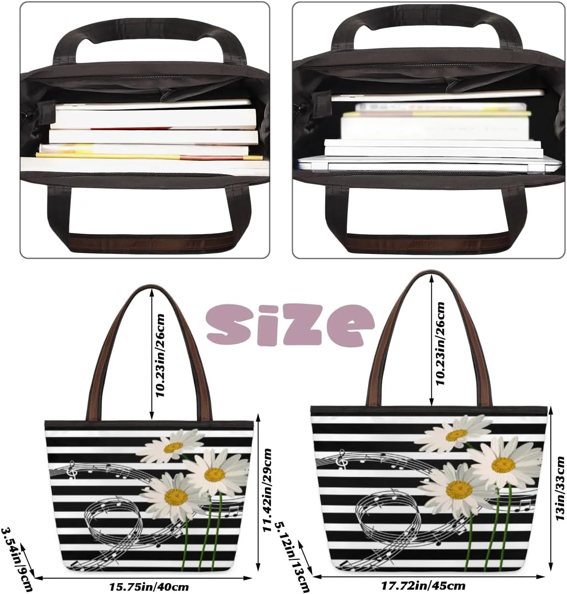 Tote Bag for Women with Zipper Large Capacity Top Handle Casual Shoulder Bag Handbag Reusable Shopping