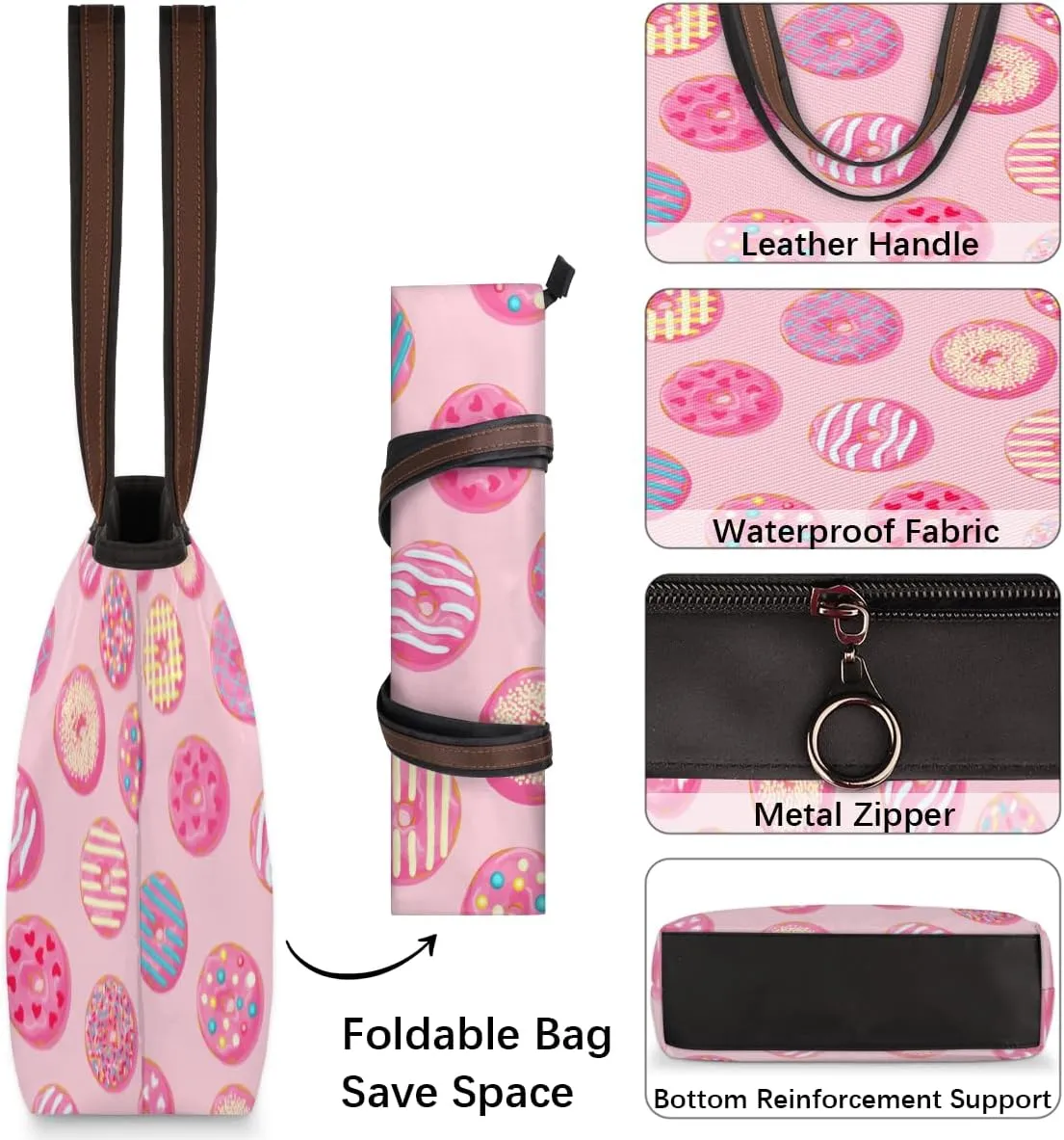 Tote Bag for Women with Zipper Large Capacity Top Handle Casual Shoulder Bag Handbag Reusable Shopping