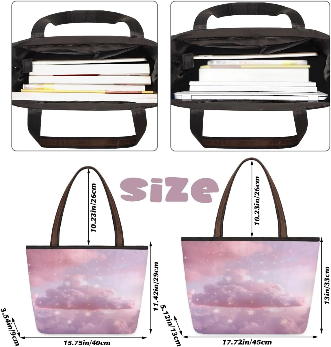 Tote Bag for Women with Zipper Large Capacity Top Handle Casual Shoulder Bag Handbag Reusable Shopping
