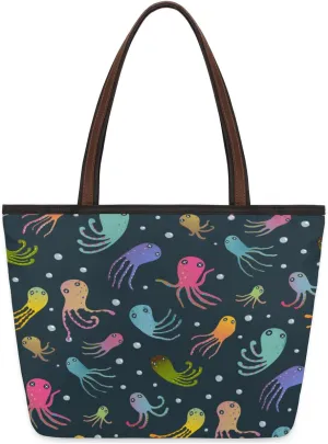Tote Bag for Women with Zipper Large Capacity Top Handle Casual Shoulder Bag Handbag Reusable Shopping