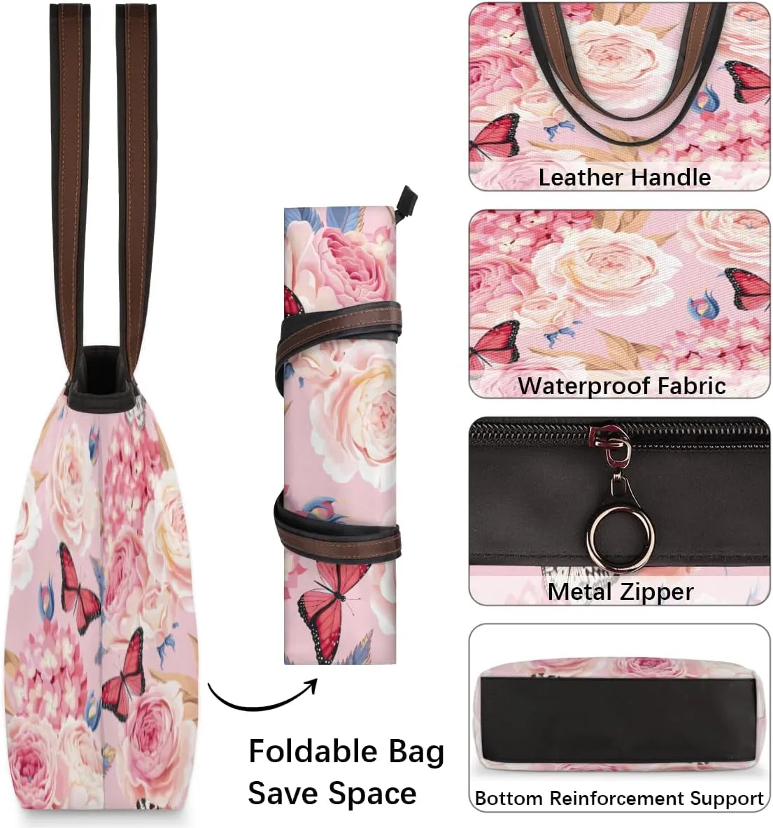 Tote Bag for Women with Zipper Large Capacity Top Handle Casual Shoulder Bag Handbag Reusable Shopping
