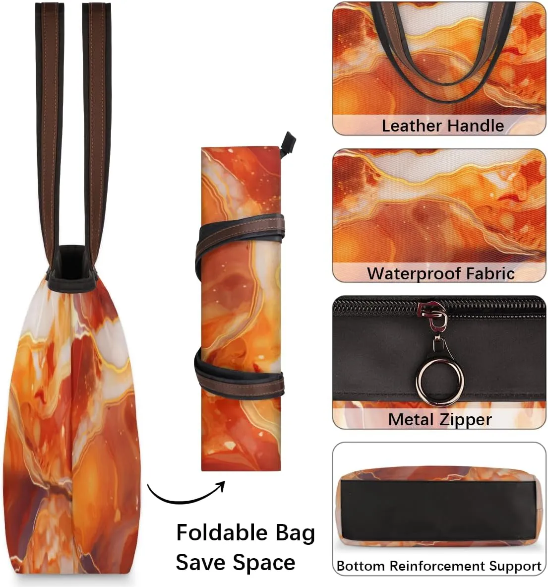 Tote Bag for Women with Zipper Large Capacity Top Handle Casual Shoulder Bag Handbag Reusable Shopping