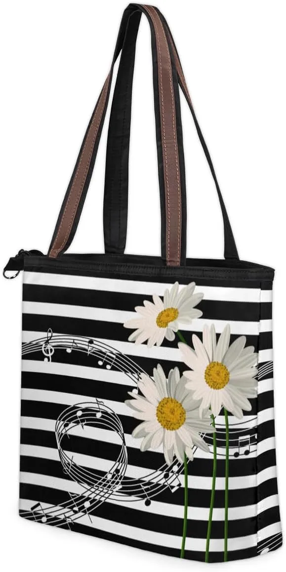 Tote Bag for Women with Zipper Large Capacity Top Handle Casual Shoulder Bag Handbag Reusable Shopping